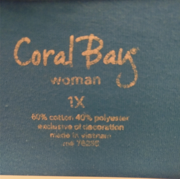 Coral Bay 1X Teal Embroidered Top - Picture 4 of 5